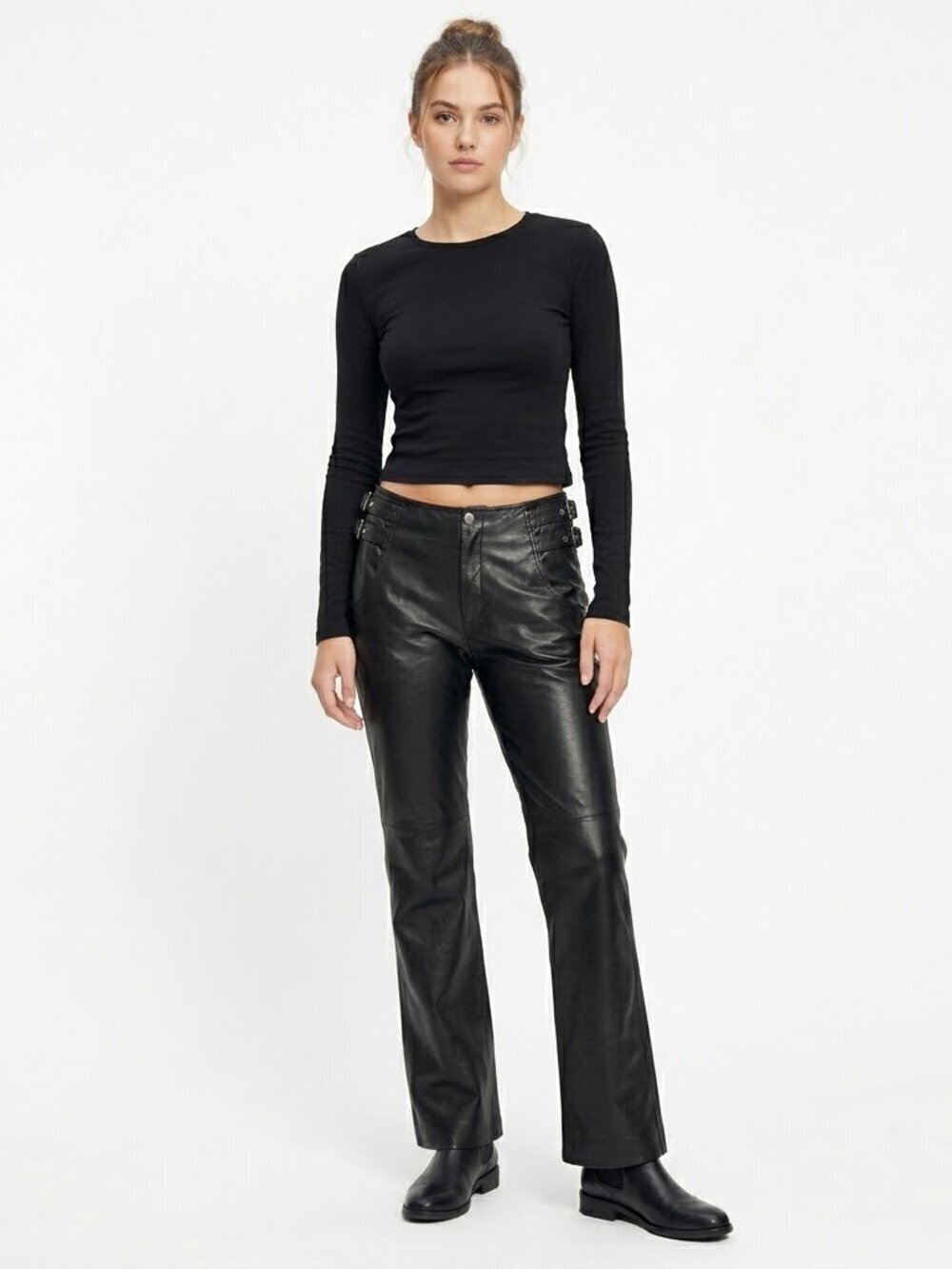 Vintage MEXX genuine Black Leather Bootcut Pants
